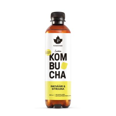 Puhdistamo Kombucha Inkivääri + Sitruuna , Luomu 400 ml